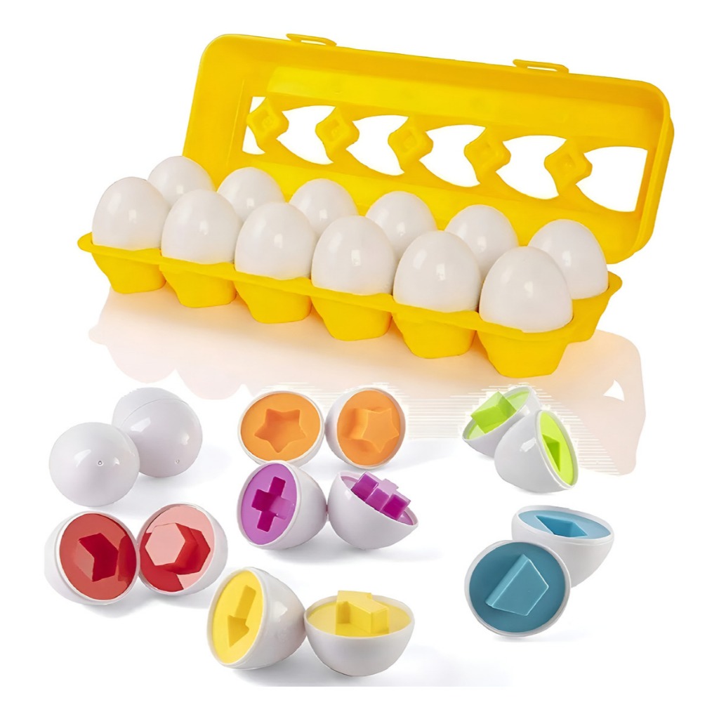 Brinquedo Educativo Jogo Encaixe Cartela 12 Ovos Coloridos moNTESSORIE COLORIDOS