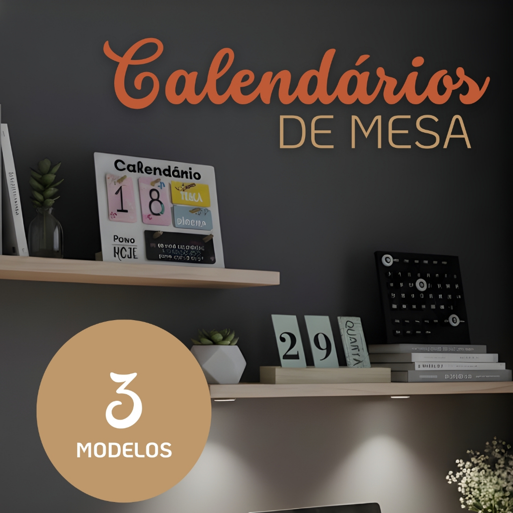 Calendário de Madeira Permanente Mesa Decorativa Home Office Escritório Criativo Elegante Charmoso