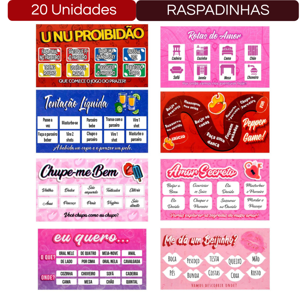 Kit 20 Unidades Jogo Raspadinha Sexy para Casal Kit Sortidas Brincadeira Erótica Adulto em Oferta na Shopee