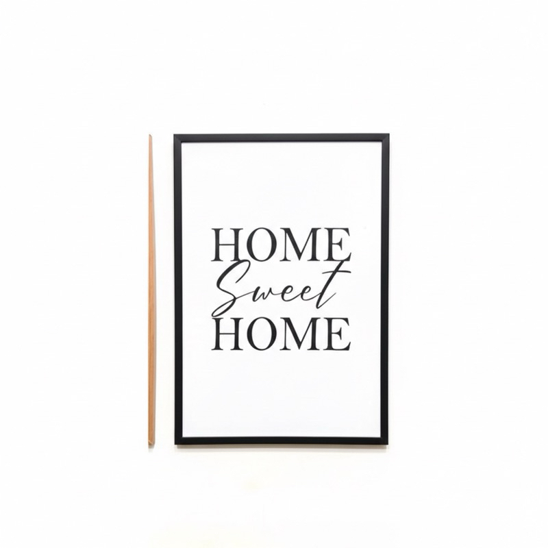 Quadro de Resina Para Caixa De Luz 40x60 HOME SWEET HOME fundo branco (M preta)