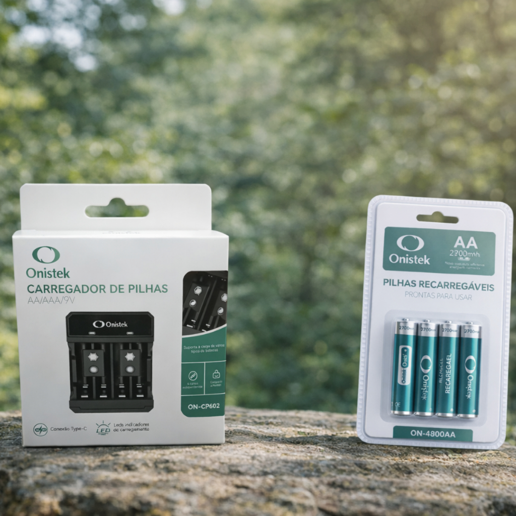 Carregador De Pilha Aa/aaa Type-c+ 4 Pilhas Aa 2700 Mah Onistek - recomendado para controle remotos