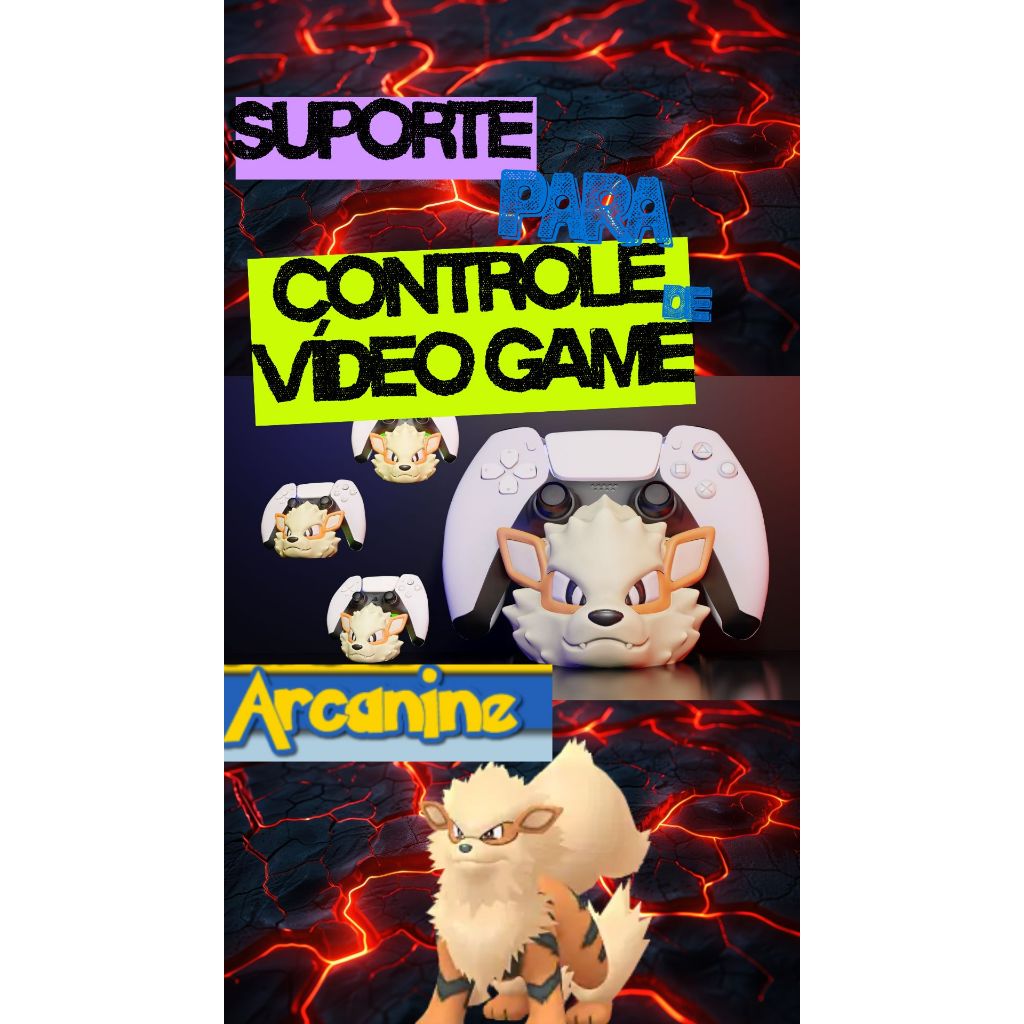 🔥🐾 Suporte para Controle de Vídeo Game - Edição Pokémon Arcanine 🐾🔥