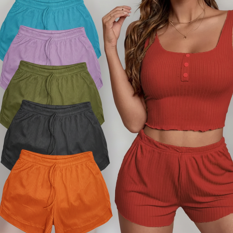 Short Canelado Feminino Soltinho Verão Shortinho Casual Malha Canelada em Oferta na Shopee