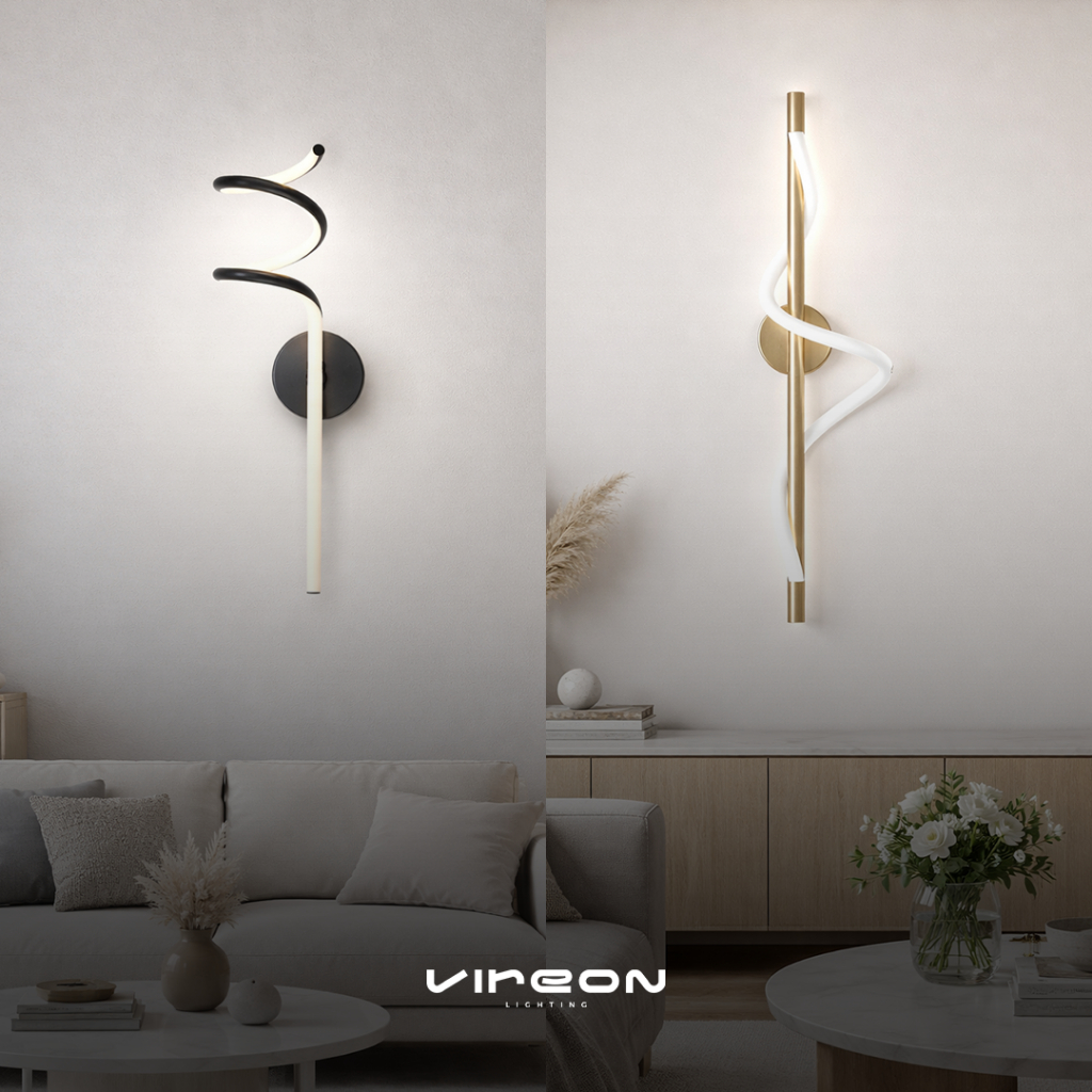 Arandela LED Vireon Espiral Bivolt Luminária de Parede Decorativa Sala Quarto Cabeceira