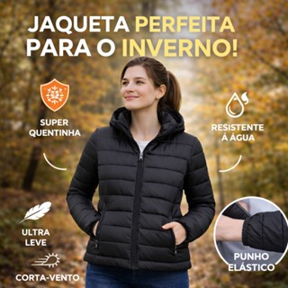 Jaqueta Bobojaco Puffer Feminina Capuz Removível Impermeável Quentinha Inverno em Oferta na Shopee