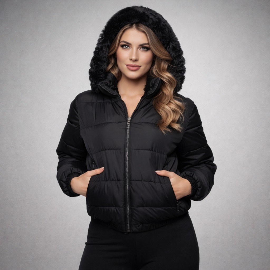 Jaqueta Puffer Feminina Dupla Face Forrada Peluciada Impermeável Inverno Frio