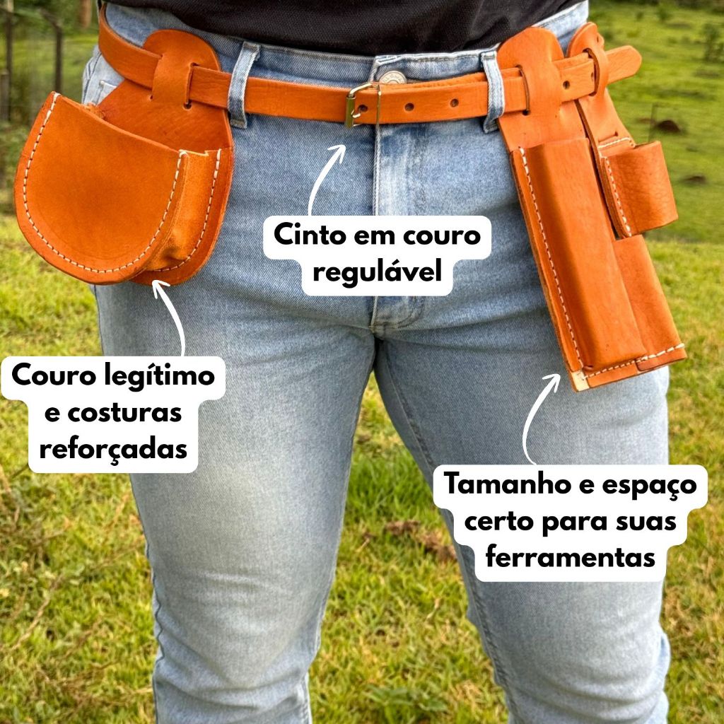 Cinto armador de couro legítimo porta ferramentas turquês trena Martelo Trena para Carpinteiro