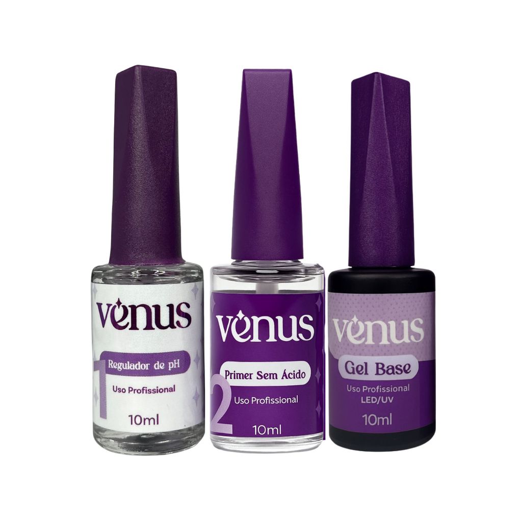 Preparadores Vênus – Gel Capa base Primer Sem Ácido Regulador de Ph | Alongamento Nails Unhas VENUS