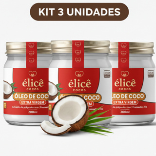 KIT Óleo de Coco Extra Virgem - 200ml - Élicê Coco em Oferta na Shopee