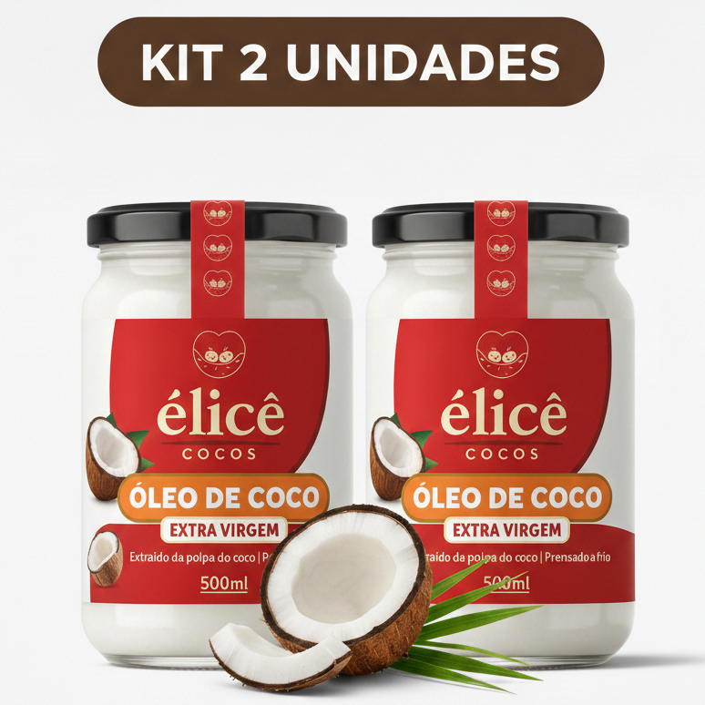 Kit 2x Óleo de Coco Extra Virgem 500ml - Élicê Coco em Oferta na Shopee