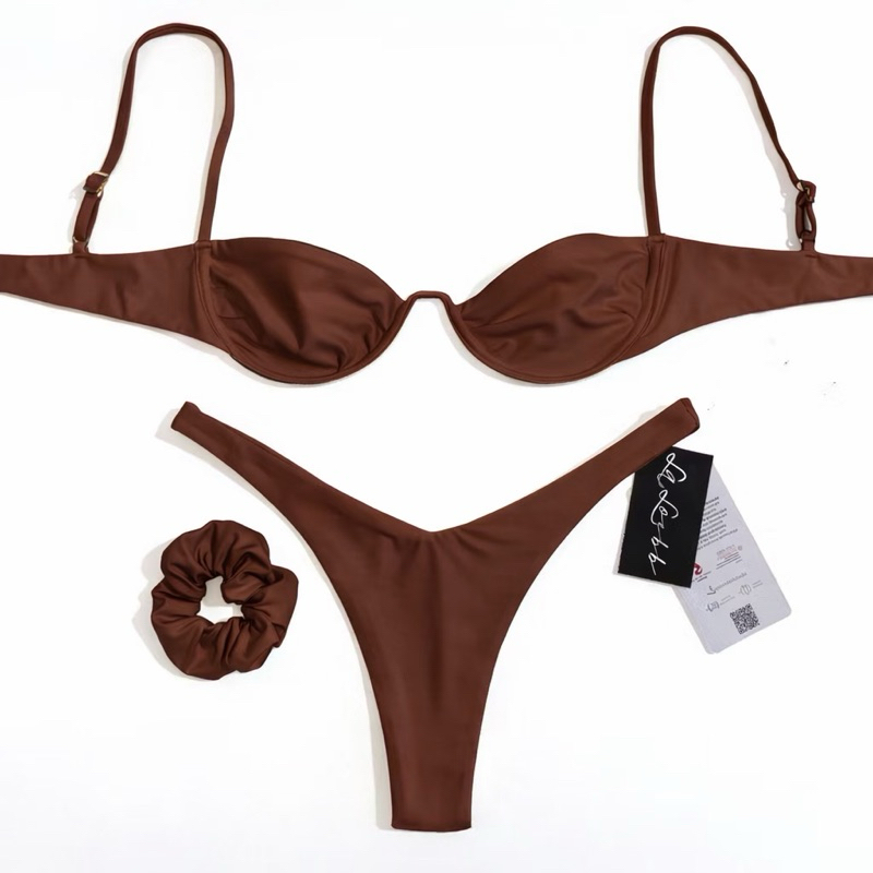 Biquini Top Aro Meia Taça Franzidinho Regulagem Calcinha Asa Delta Joyce