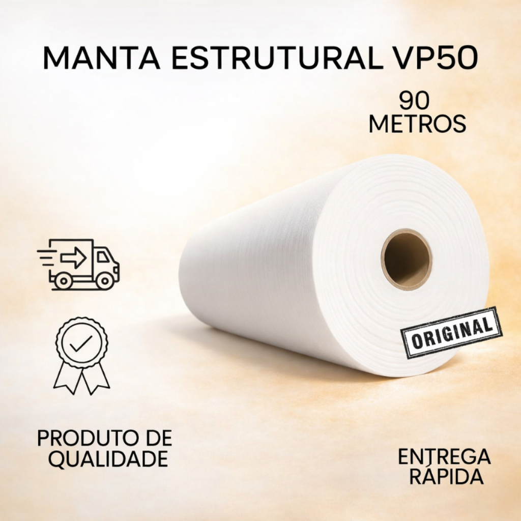 Manta Estrutural Tipo Bidim VP50 90 Metros Alta Performance em Impermeabilização