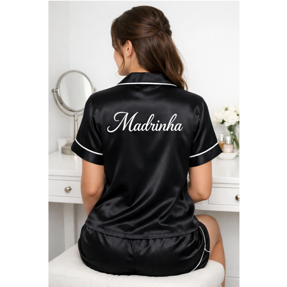 Pijama de Cetim Bordado para Casamento e Noivas Sofisticadas em Oferta na Shopee