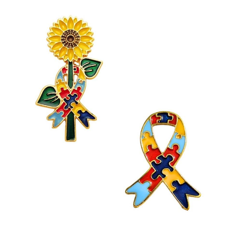 Pin, Broche, Boton Laço Autista e Girassol – Símbolo de Doenças Não Visíveis | Inclusão em Oferta na Shopee
