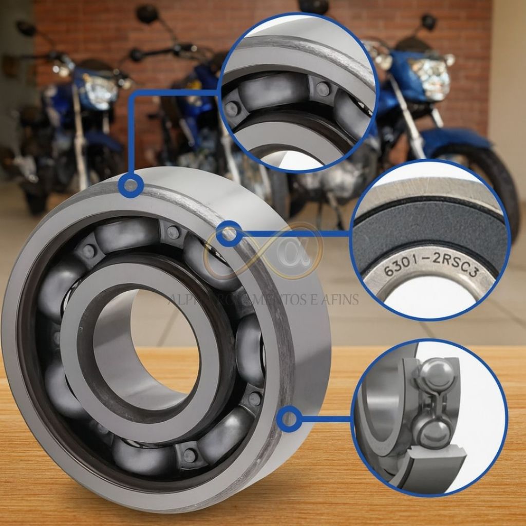 Rolamento Roda da Moto FAZER 150 FACTOR 150 125 FAZER 250 Diant + Tras + Coroa