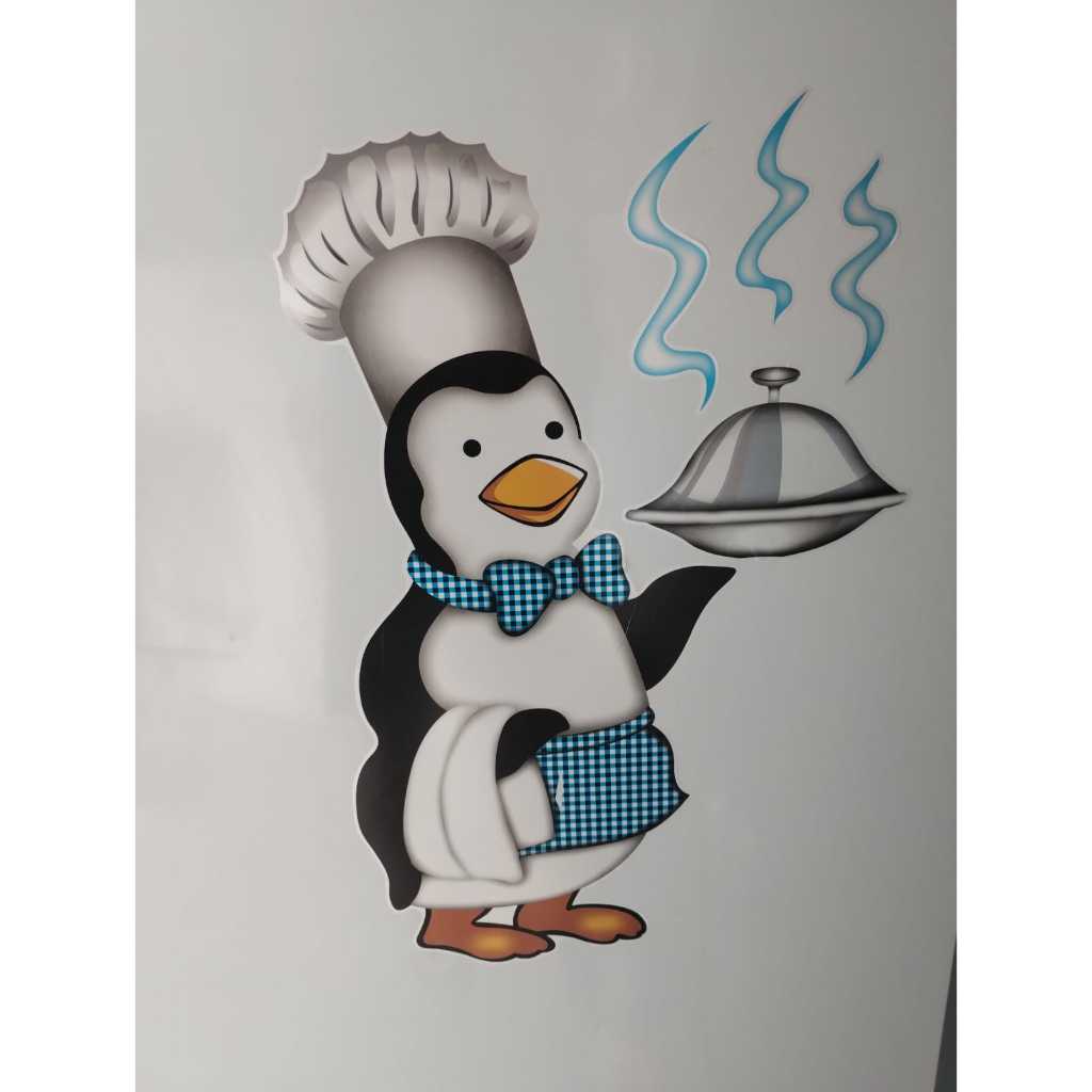 Adesivo decorativo para geladeira  moveis parede tema Pinguim cozinheiro em Oferta na Shopee