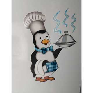 Adesivo decorativo para geladeira  moveis parede tema Pinguim cozinheiro em Oferta na Shopee