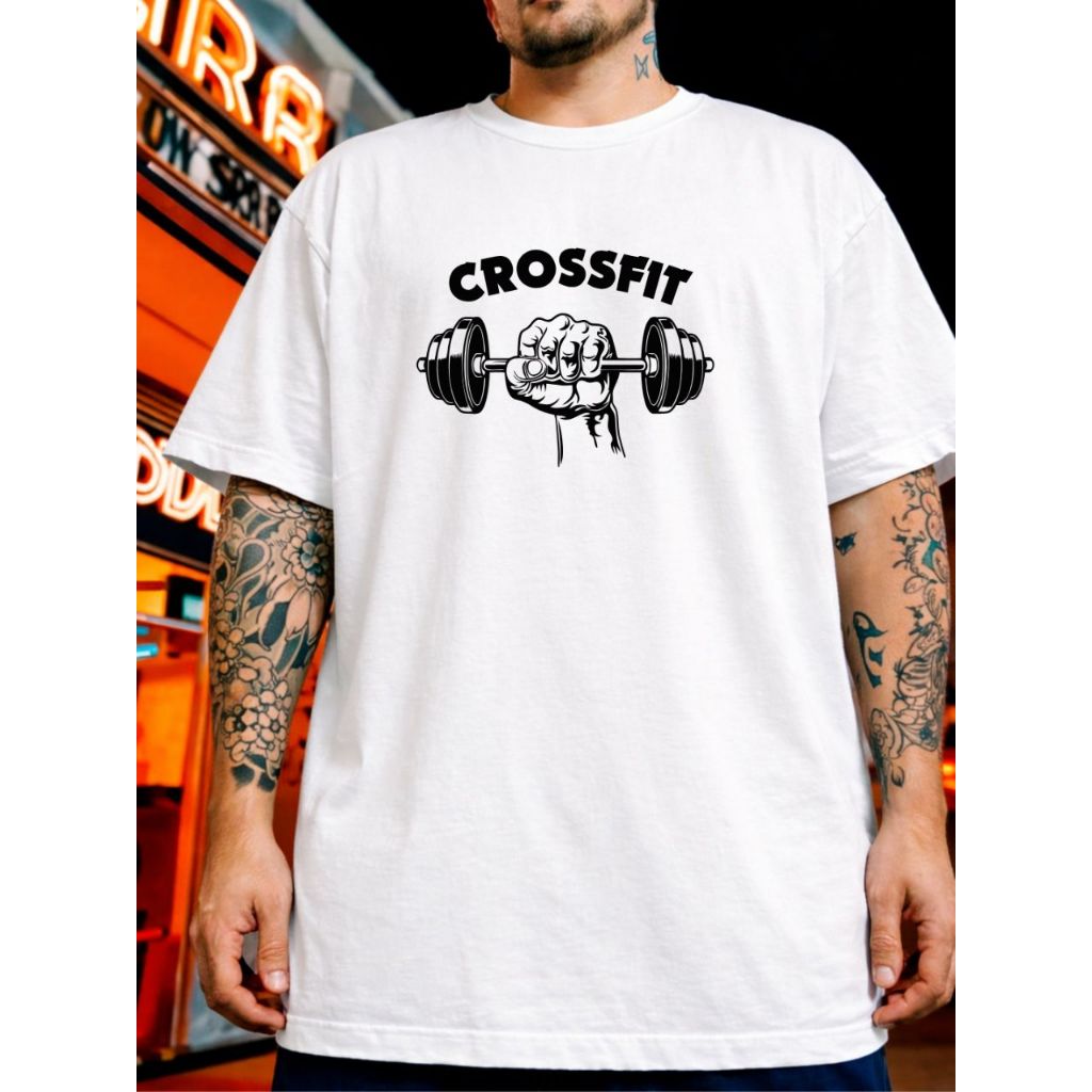 Camiseta Camisa Blusão Unissex Crossfit Academia Treino GYM Musculação Confortável Leve Moda Fitness 100% Algodão TOP