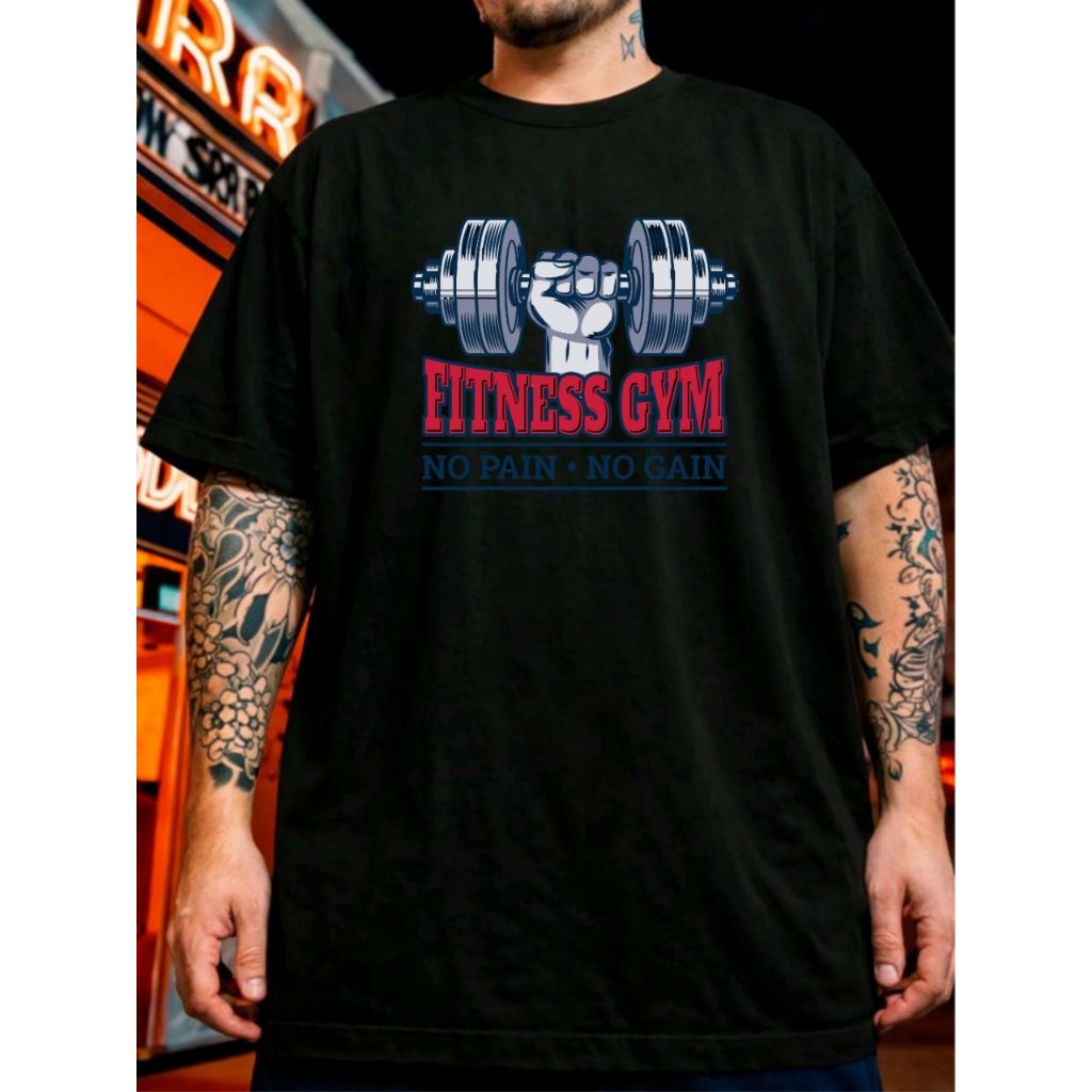 Camiseta Camisa Camisetão Unissex Fitness Gym No Pain No Gain Academia Treino Musculação Conforto 100% Algodão Premium
