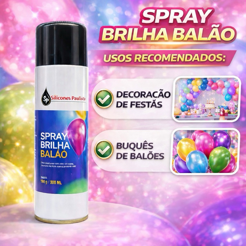 1 unidade Spray Brilha Balão Bexiga Latéx Metalizado 300ml Dê Brilho Aos Balões em Oferta na Shopee