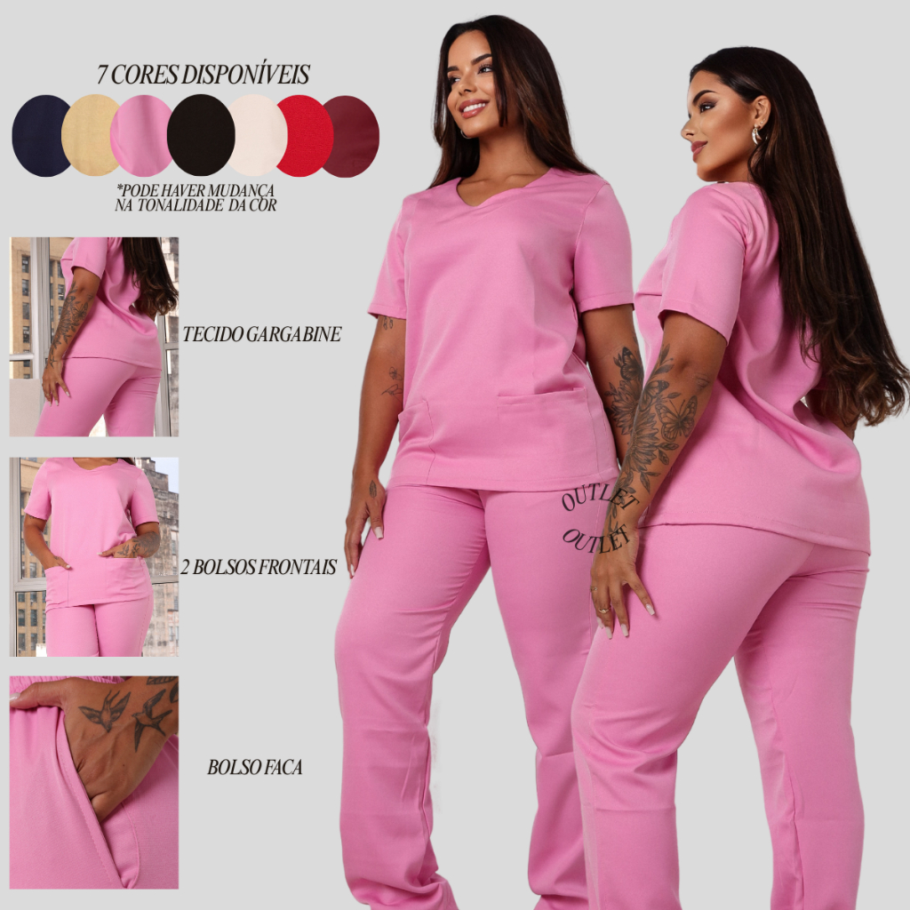 Pijama Cirúrgico Conjunto Hospitalar scrub Gabardine Plus Size PH