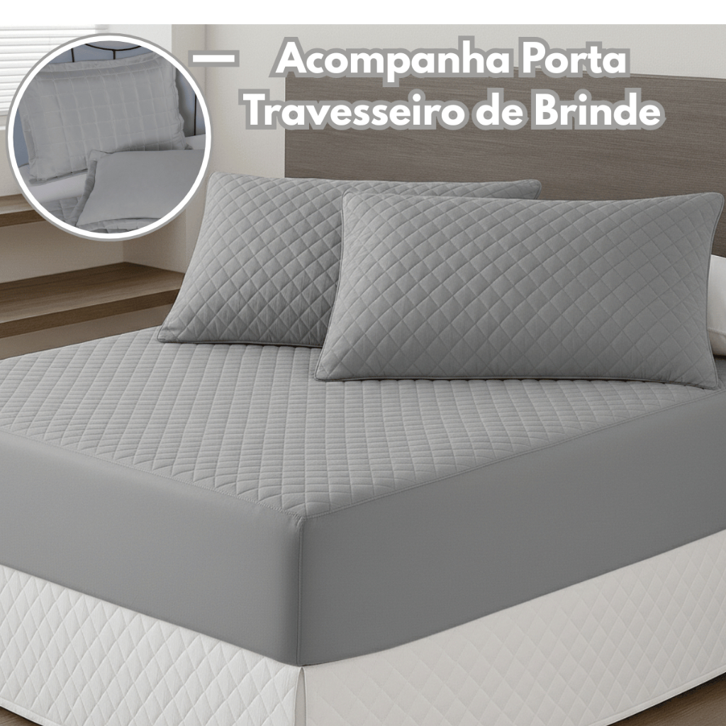 Kit Capa De Colchão Protetor Com Porta Travesseiro Fronha Protetora