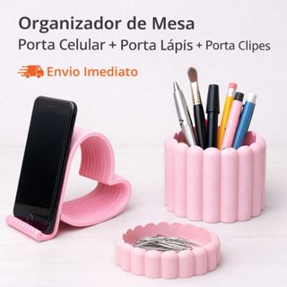 Organizador de Mesa Porta Celular + Porta Canetas/Lápis + Porta Trecos/Clipes (Maquiagem e Escritório) em Oferta na Shopee