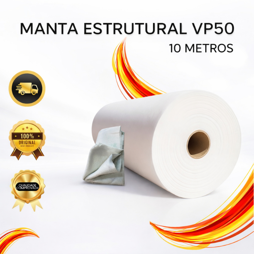 Manta Bidim VP50 Estrutural 10m Uso Profissional Impermeabilização
