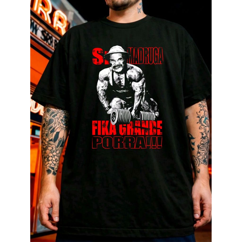 Camiseta Camisa Blusão Senhor Madruga GYM Academia Treino Musculação Foco Moda Fitness Confortável 100% Algodão Premium