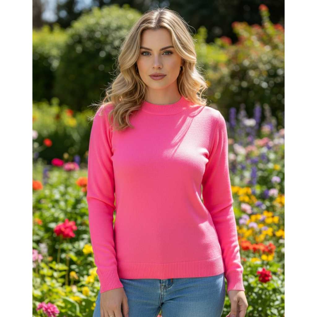 Blusa Sueter de Frio Golinha Alta | Blusinha de Tricot Manga Longa | Blusinha de Elastano Feminina em Oferta na Shopee