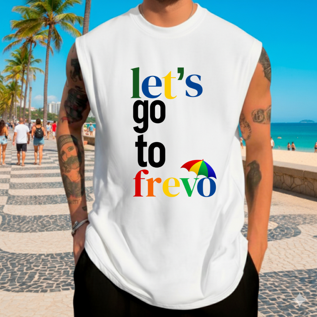 Camiseta Regata Oversized Estampada Lets Frevo Camisa Machão Carnaval Verão Academia Treino