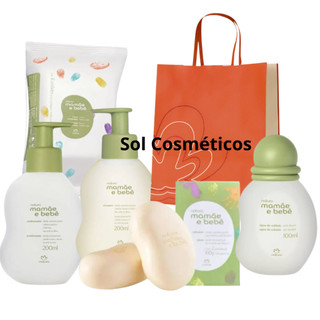 Kit Mamãe e Bebê Completo Natura: Shampoo, Condicionador, Colônia e Sabonetes (5 itens)