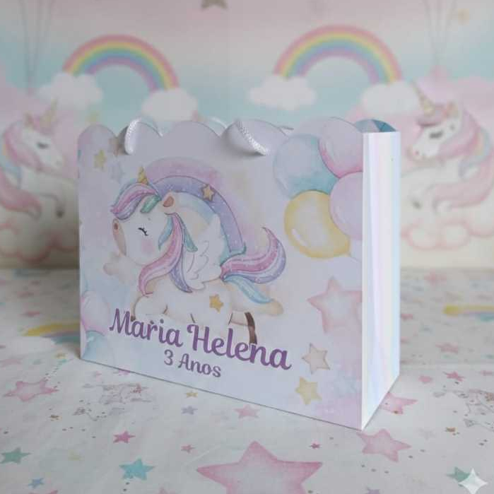 Sacolinha UNICÓRNIO Personalizada Sacolinha Lembrancinha Aniversário UNICÓRNIO PEGUE E MONTE