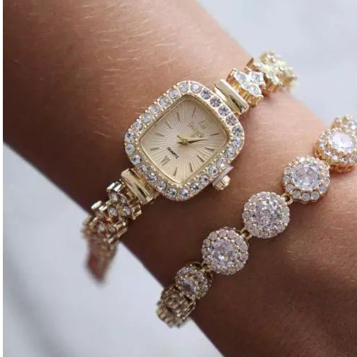 [4300]Relógio Feminino Diamond Elegance Luxo Quartzo Pulseira com Pedras Brilhantes em Oferta na Shopee