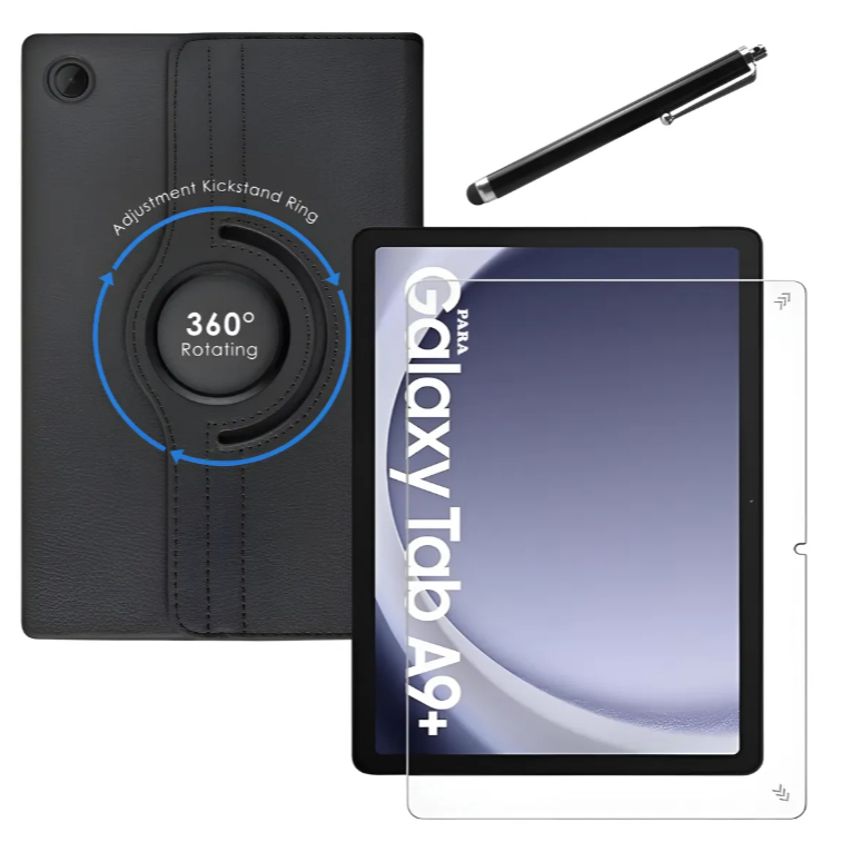 O kit de proteção 3 em 1 Dedunk para Galaxy Tab A9+ Plus inclui caneta stylus, capa e película protetora de tela.