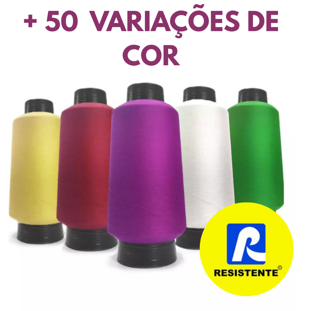 Kit com 3 Fios Poliéster Limassa Resistente para Overlock Interlock Galoneira - Cone com 100G em Oferta na Shopee