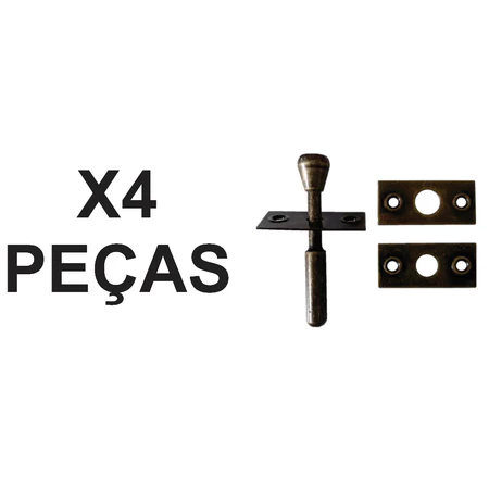 Fecho Pino Bola Para Janela Correr Cor Ouro Velho - Kit 4 peças