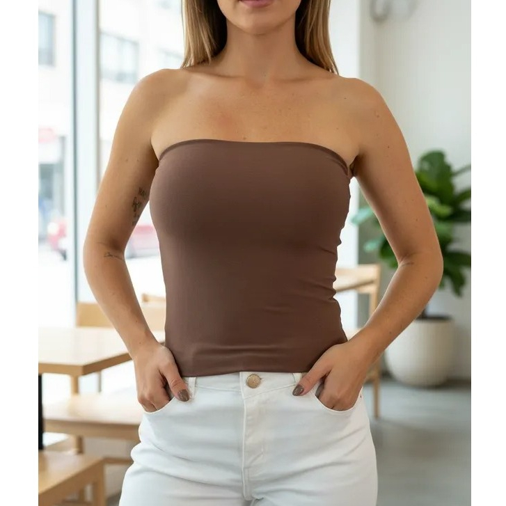 Blusa Top Tube Tomara Que Caia Cropped Forrada Poliamida em Oferta na Shopee