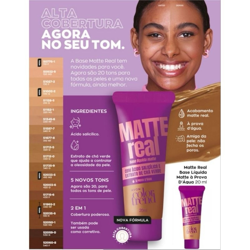 Base Líquida Matte Real Avon Color Trend em Oferta na Shopee