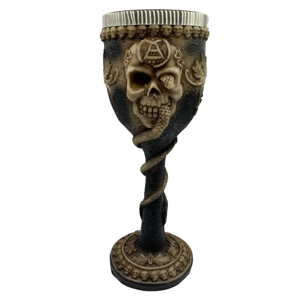 Cálice Taça Copo 3d Caveira Skull Crânio Cobra Resina Relevo