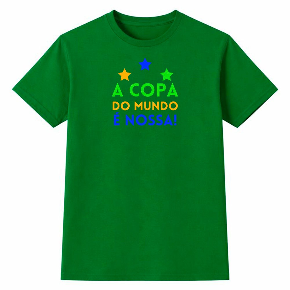 Camiseta Feminina 100% Algodão Camisa Copa do Mundo É Nossa Brasil Futebol Torcida Casual Dia a Dia