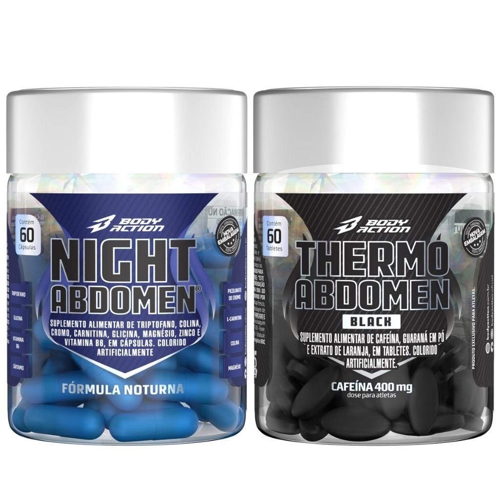 Kit Night Abdomen 60 caps + Thermo Abdomen Black 60 comp Bodyaction em Oferta na Shopee