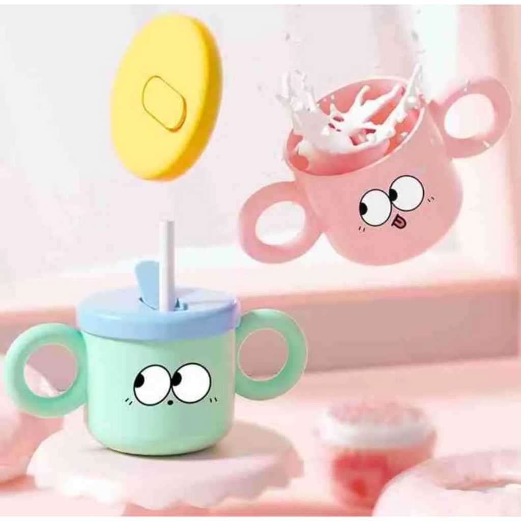 Copo Fofinho Infantil Com Tampa E Canudo Duas Abas 280ML em Oferta na Shopee