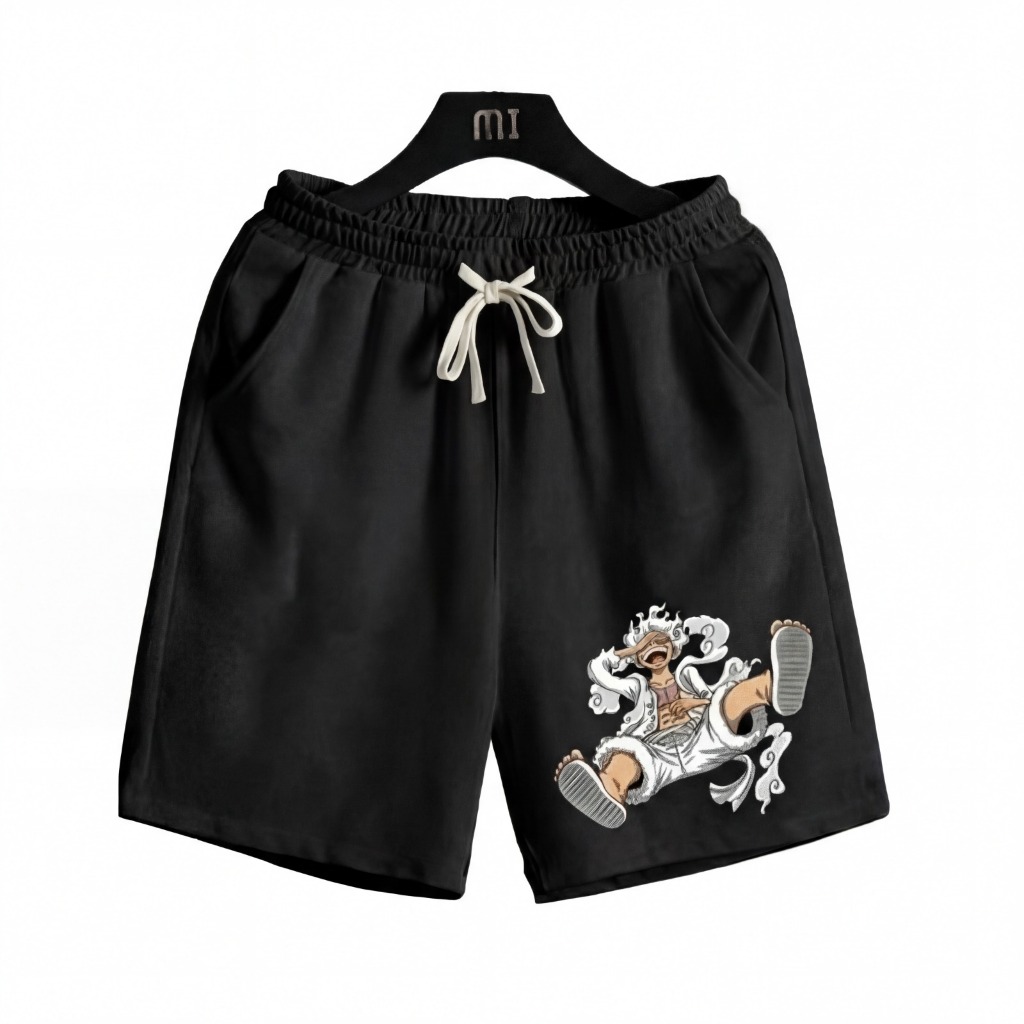 Bermuda Moletom Anime OP Luffy Ger 5 Aftersoul Unissex Plus Size 100% Algodão