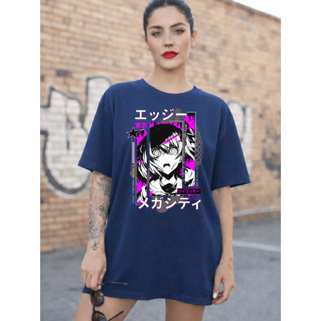 Camiseta Camisa Blusa Feminina Japonesa Streetwear Moda Casual 100% Algodão Premium Estilosa Estampada Confortável