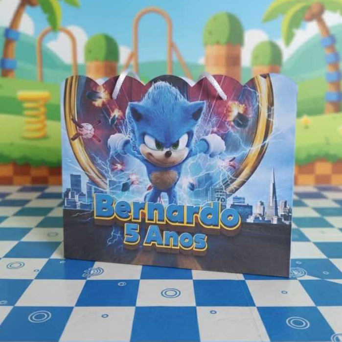 Sacolinha SONIC Personalizada Sacolinha Lembrancinha Aniversário SONIC PEGUE E MONTE