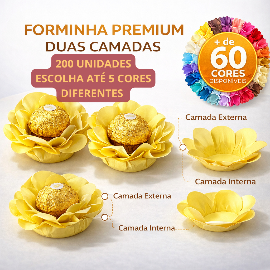 200 Forminhas Para Doces Finos Flor Luxo Casamento Festa Ultrafest LulliFest modelo Style 5 caixas