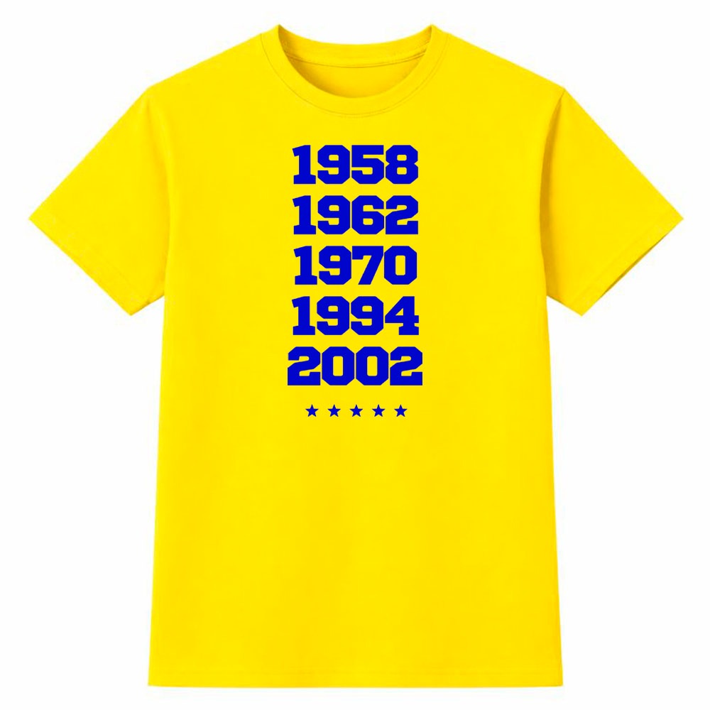 Camiseta Feminina 100% Algodão Camisa Brasil Pentacampeão Copa do Mundo Futebol Torcida  Moda Casual