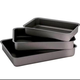 Kit Jogo 3 Formas Assadeiras Antiaderentes Retangulares Bolo E Tortas Aço Carbono Resistente