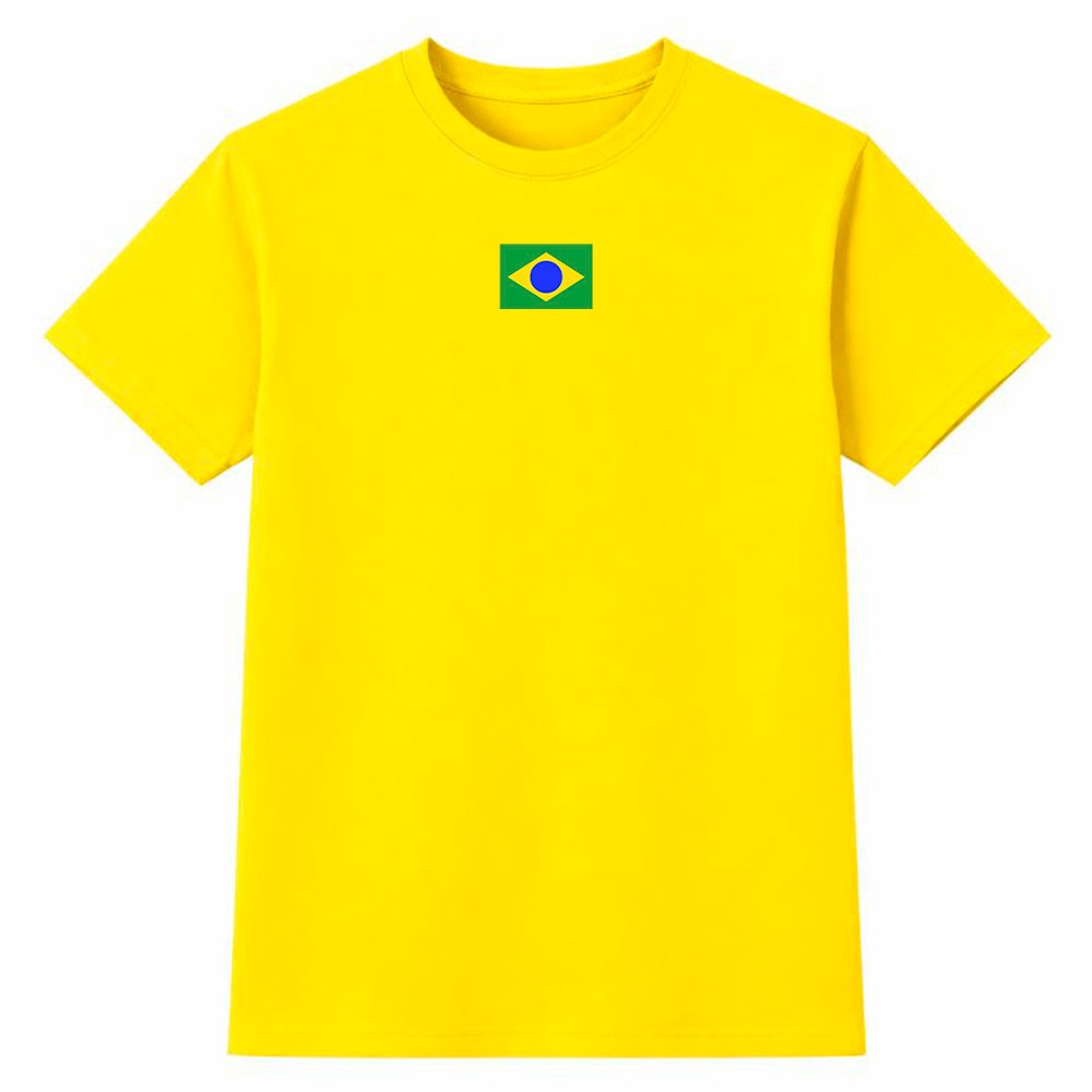 Camiseta Feminina 100% Algodão Camisa Brasil Bandeira Minimalista Copa do Mundo Futebol Moda Casual